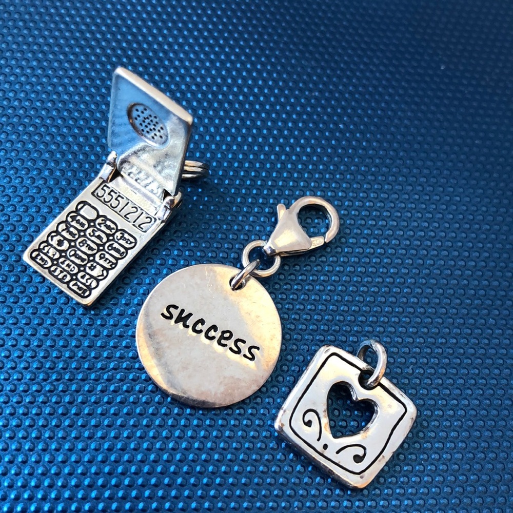 2 charms pendant sterling silver telephone success